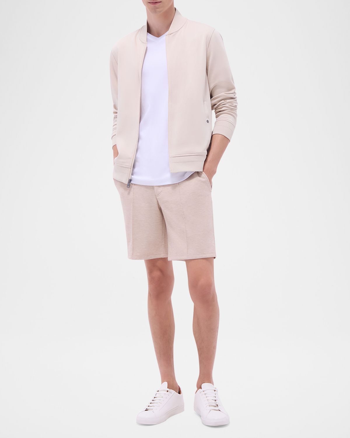 Bugatchi Men 's Soft Touch Knit Full-Zip Bomber Jacket