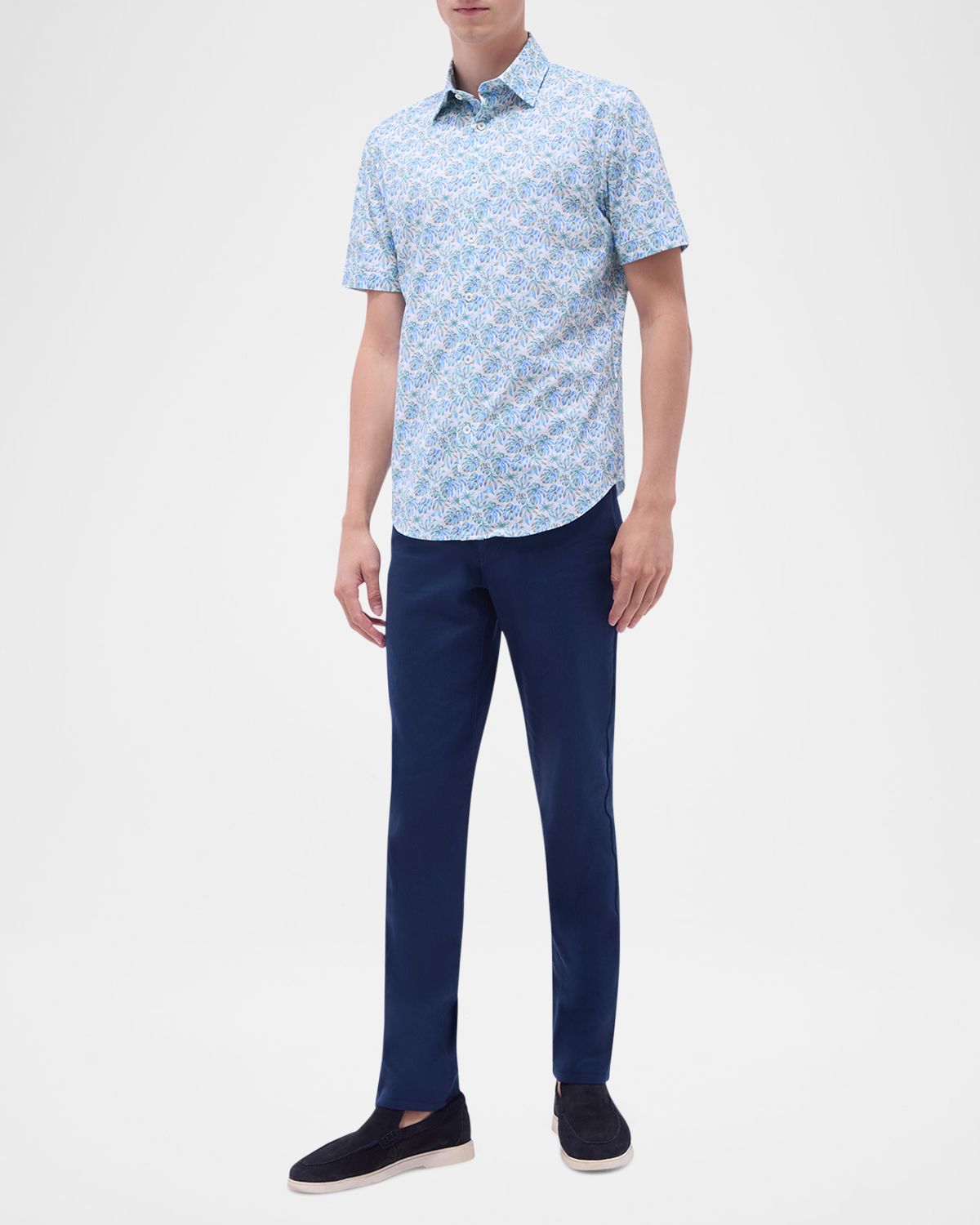 Bugatchi Men 's Miles OoohCotton Palm Short-Sleeve Shirt