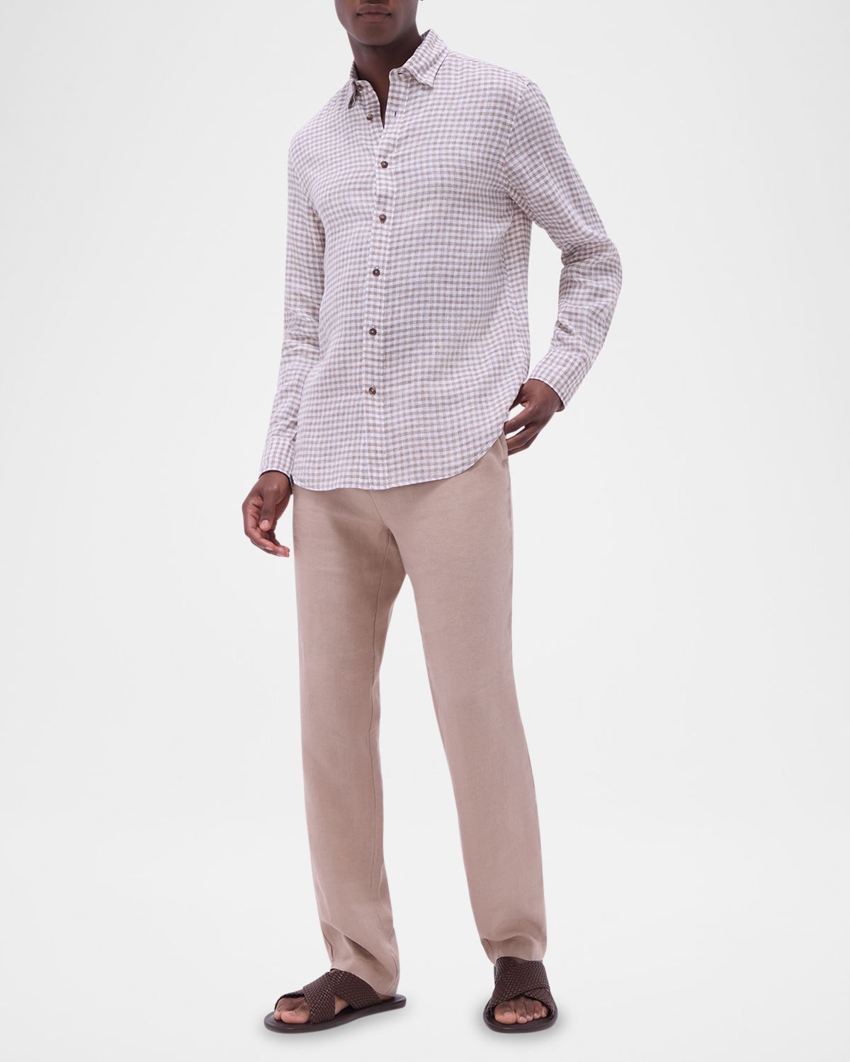 Bugatchi Men 's Julien Linen Check Sport Shirt