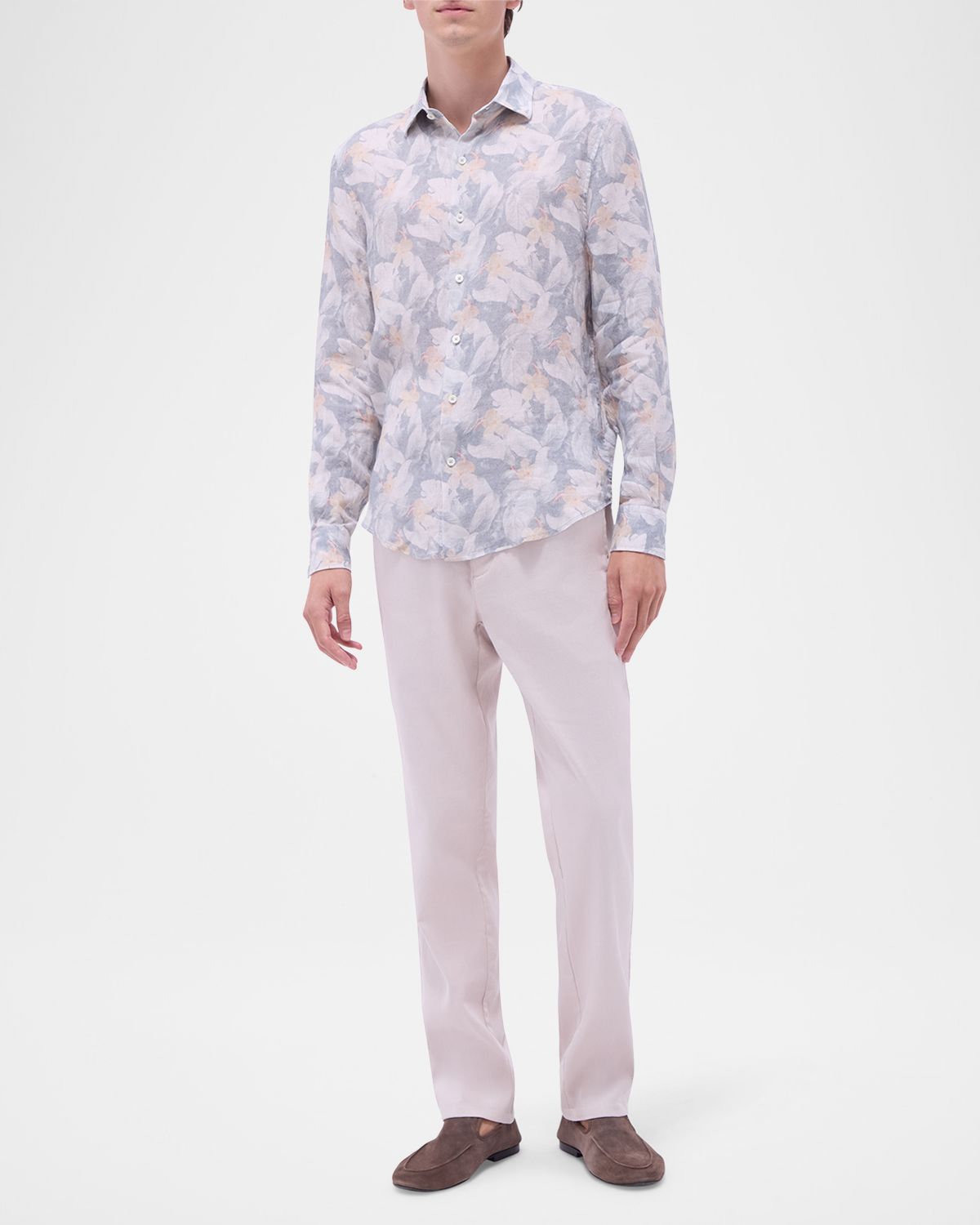 Bugatchi Men 's Julien Linen Floral Sport Shirt