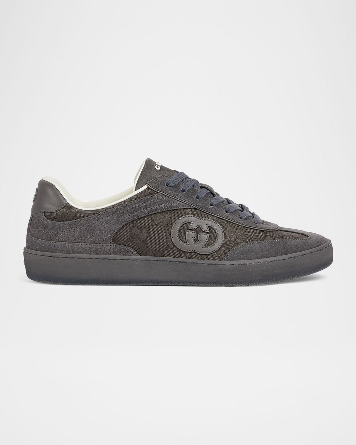 Gucci Mens G74 Tonal Canvas and Suede Sneakers