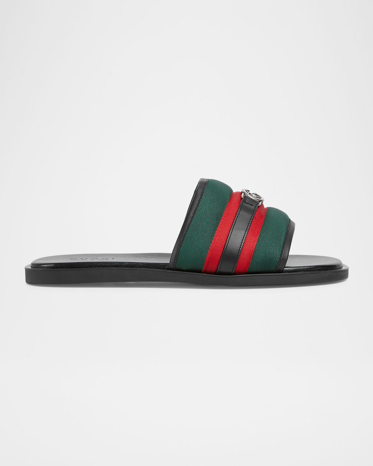 Gucci Men 's Maverik Web Slide Sandals with Interlocking G