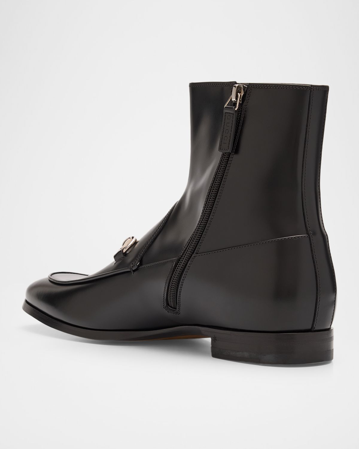 Gucci Men 's Next Horsebit Leather Zip Booties