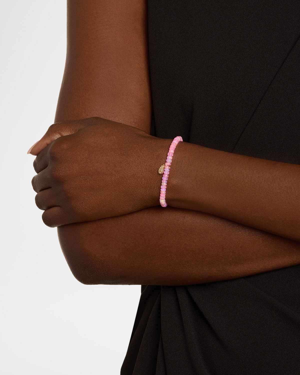 Sydney Evan 14K Gold & Diamond Nautilus Charm on Opal Beaded Bracelet