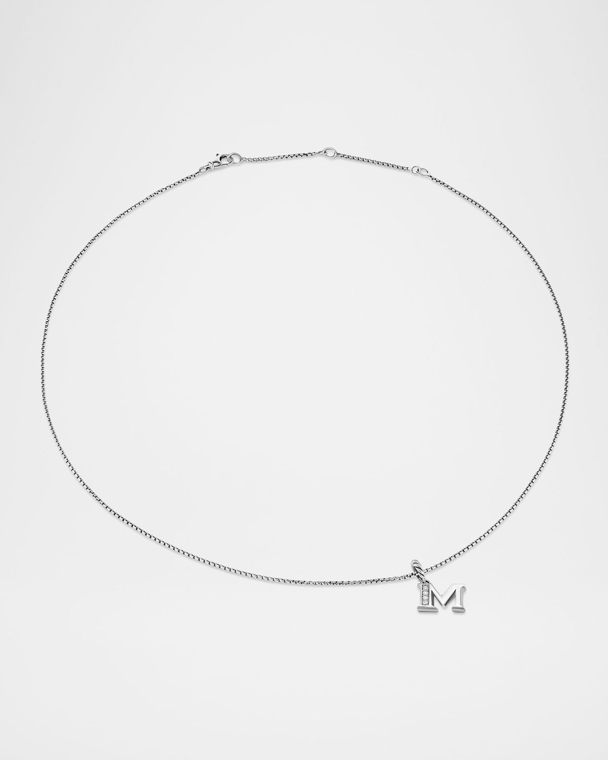 David Yurman Pave Initial Pendant Necklace with Diamonds in Silver