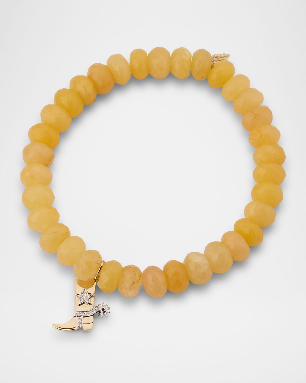 Sydney Evan 14K Cowboy Boot Charm on Beaded Orange Quartz Bracelet