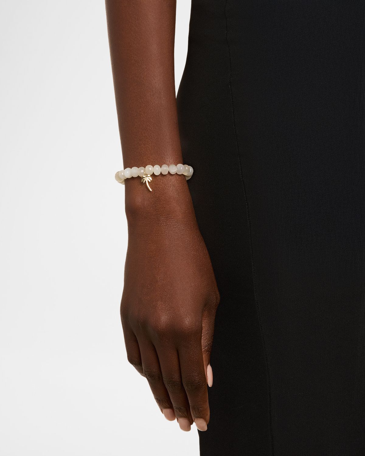 Sydney Evan Micro Pave Palm Tree Charm on Moonstone Beaded Bracelet