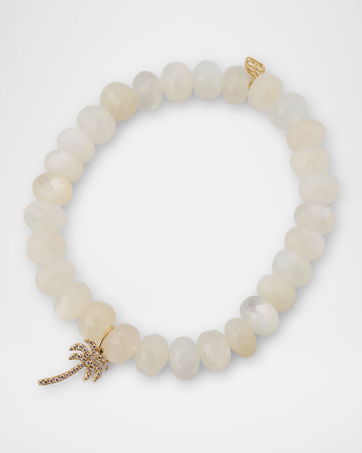 Sydney Evan Micro Pave Palm Tree Charm on Moonstone Beaded Bracelet