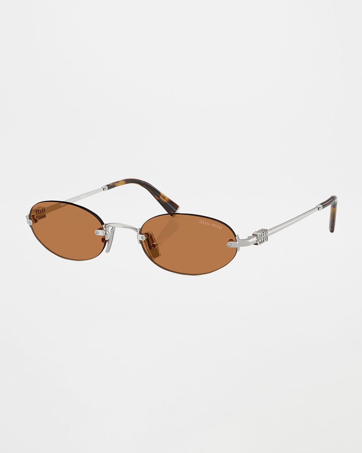 Miu Miu Rimless Metal Oval Sunglasses