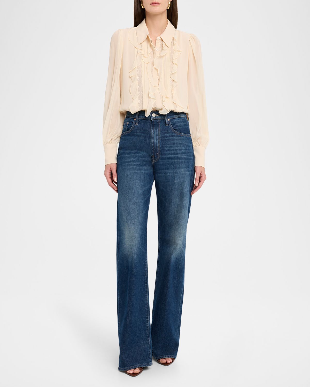 Ramy Brook Claire Silk Chiffon Ruffle Button-Front Blouse