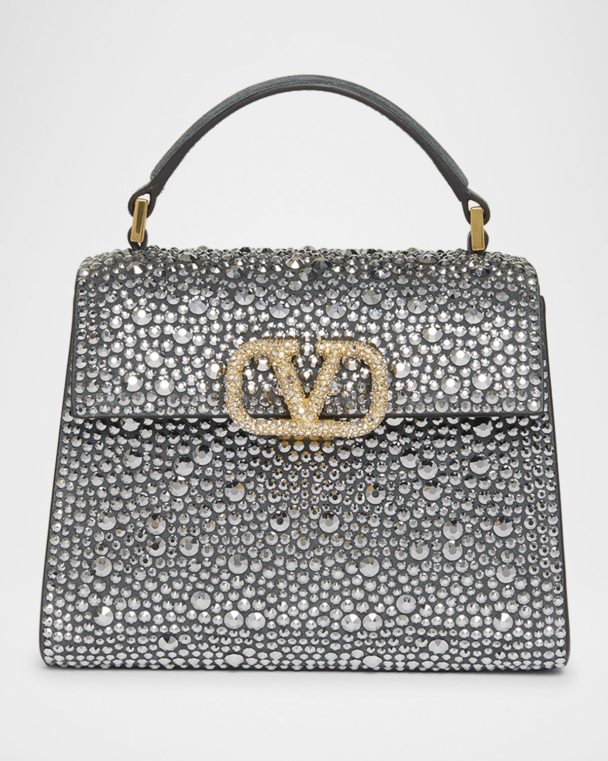 Valentino Garavani VSling Mini Rhinestone Suede Top-Handle Bag