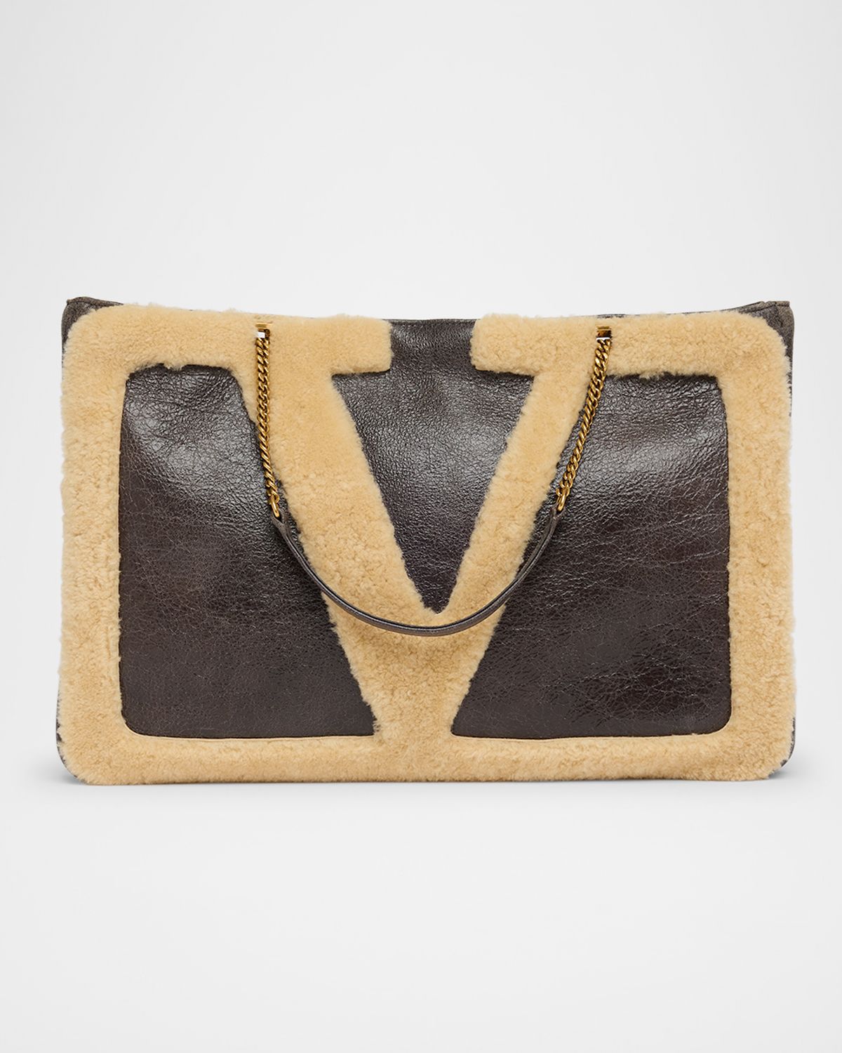Valentino Garavani Viva Superstar Large Shearling VLogo Tote Bag