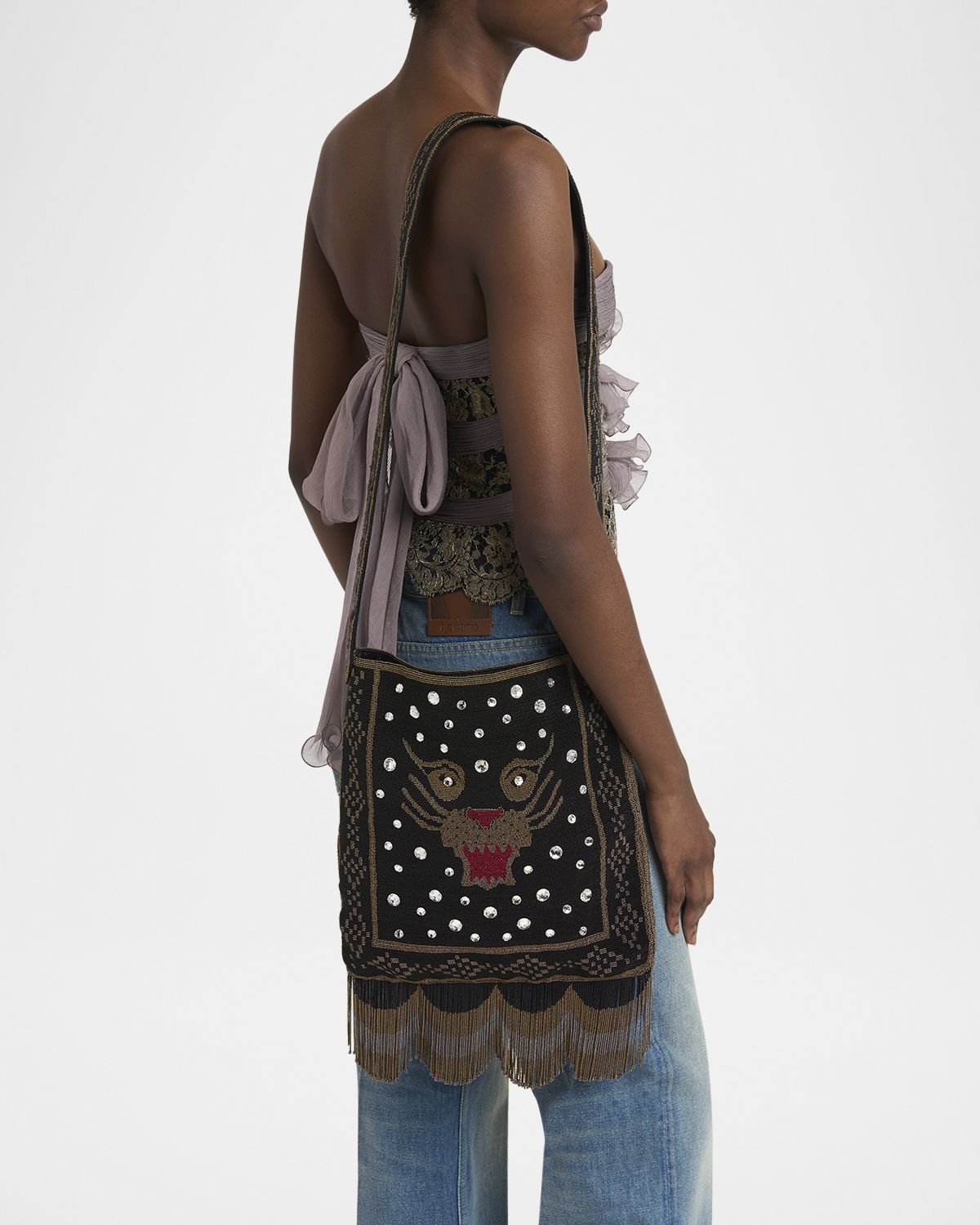 Valentino Garavani Nellcote Medium Beaded Fringed Shoulder Bag