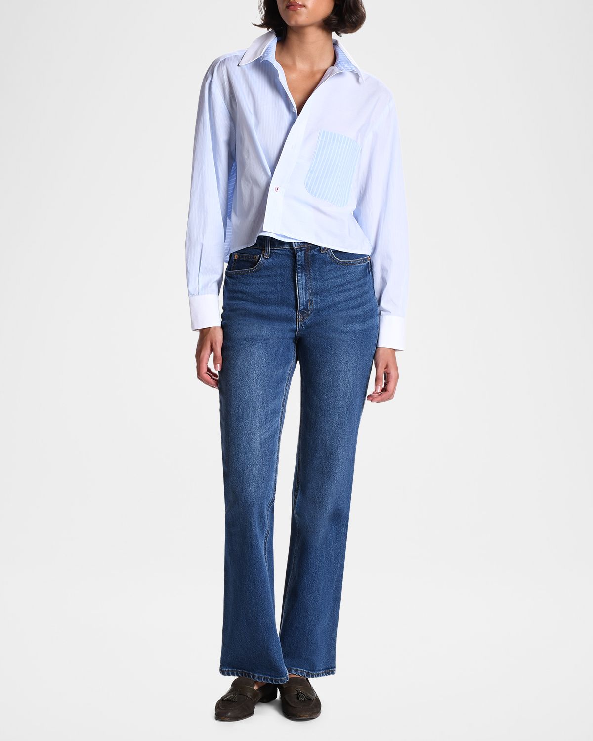 CISSA The Shorty Mixed Stripe Cropped Shirt