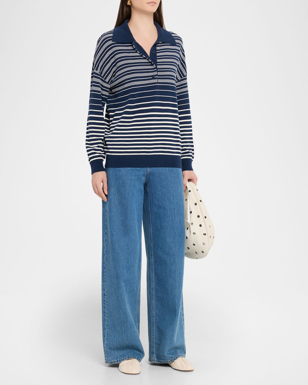 Faithfull the Brand Harlow Striped Oversized Polo