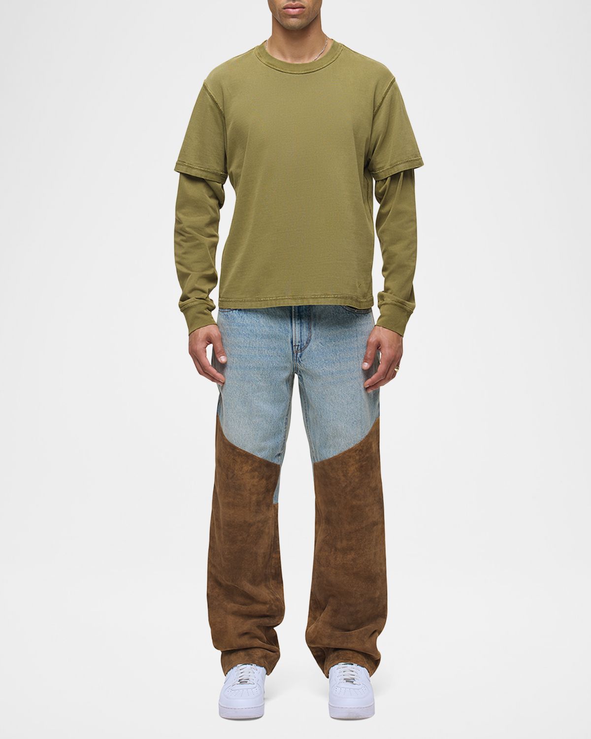 Hudson Men 's Denim and Suede Work Pants