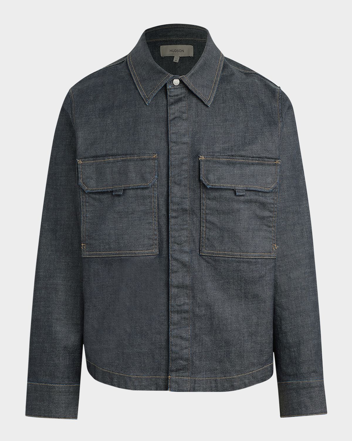 Hudson Men 's Denim Flap Pocket Shirt Jacket