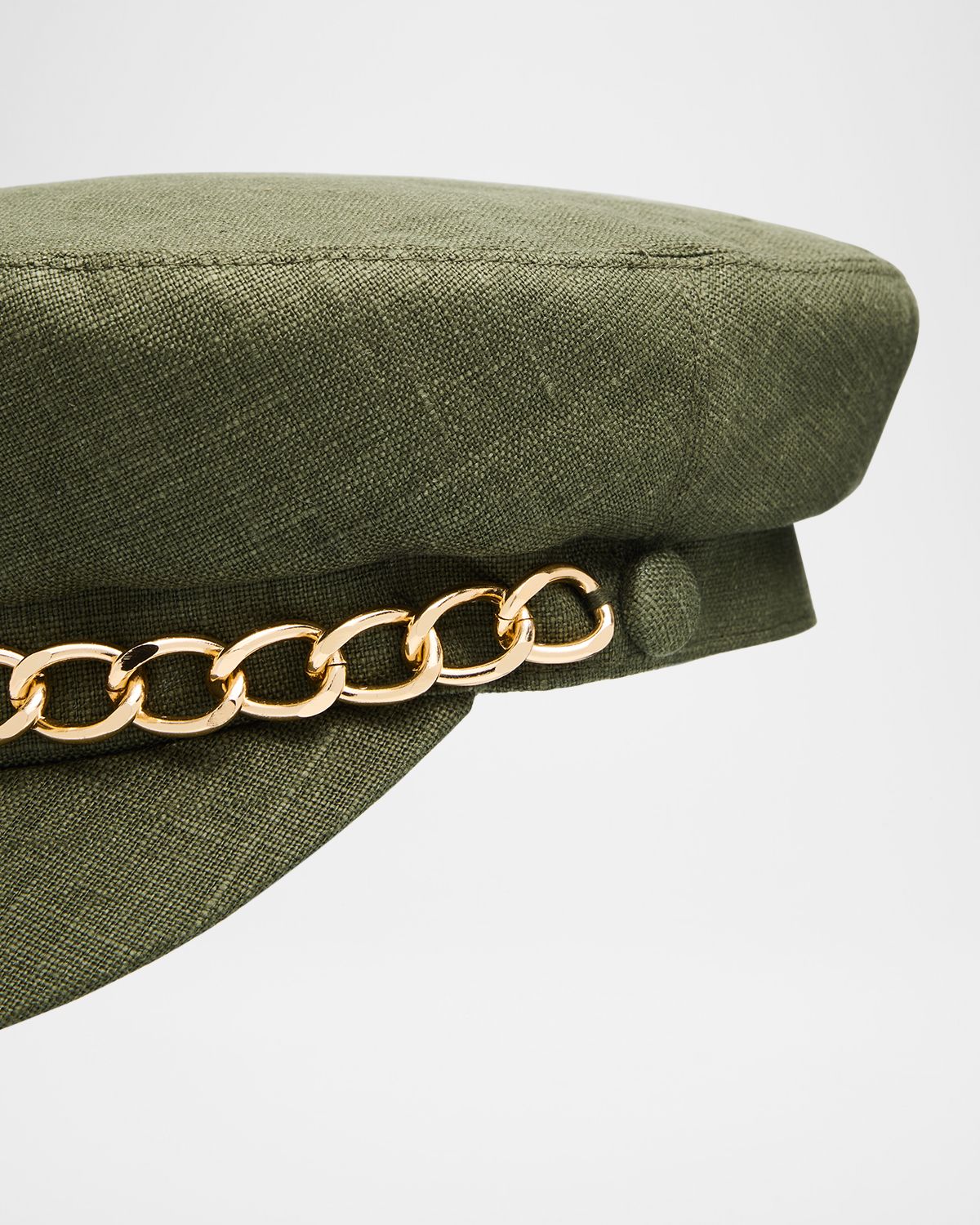 Eugenia Kim Marina Linen Marine Cap w/ Curb Chain Trim