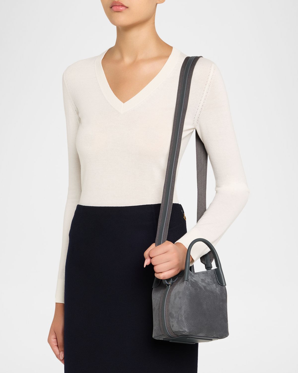 Loro Piana Bale Micro Grained Nubuck Shoulder Bag