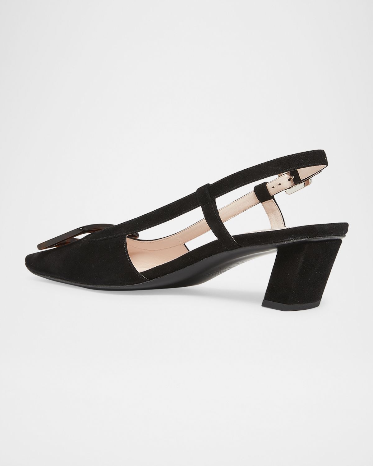 Roger Vivier Belle Vivier Suede Turtle Slingback Pumps