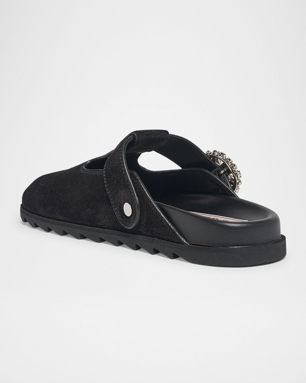 Roger Vivier Slidy Viv Suede T-Strap Mules