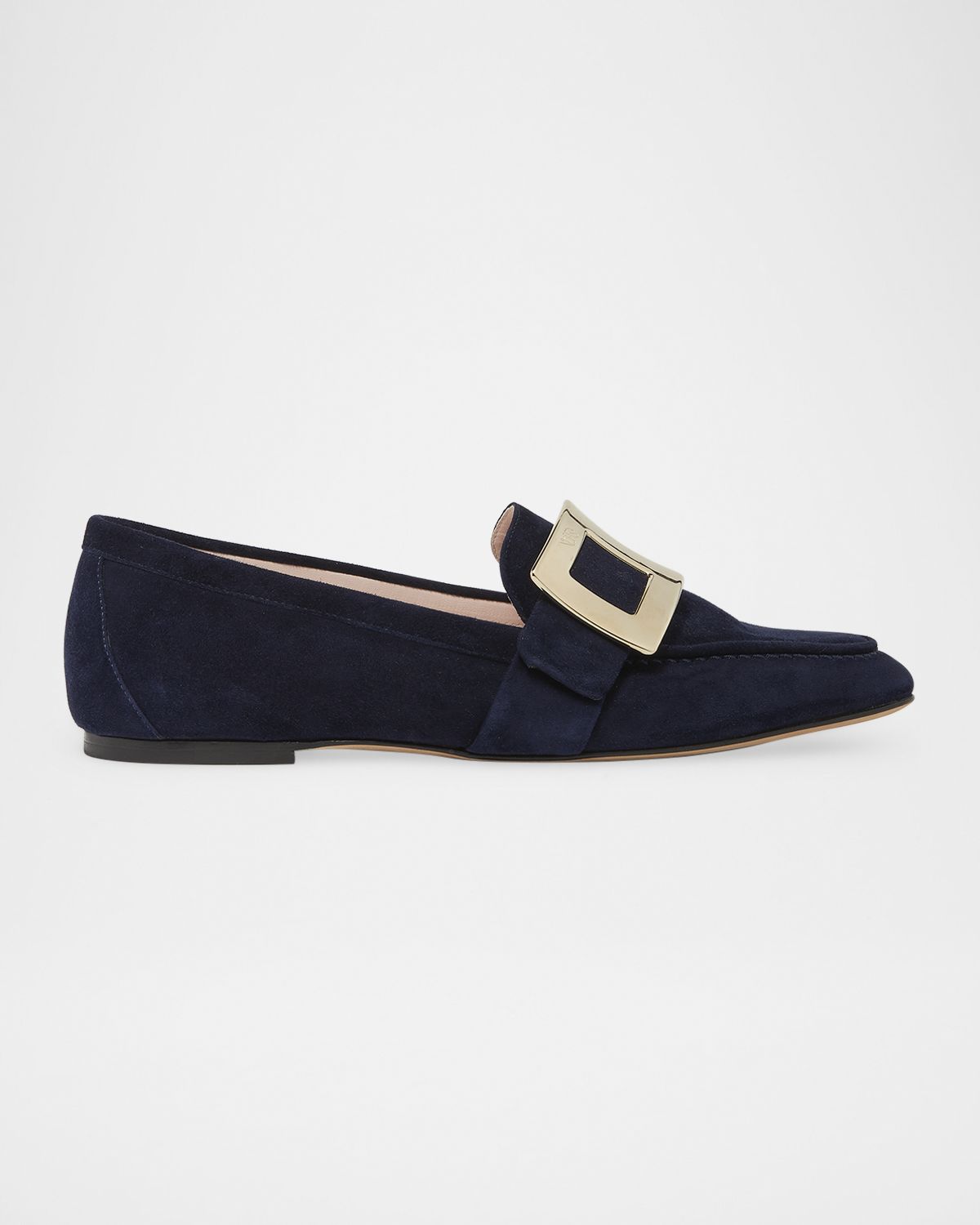 Roger Vivier Suede Metal Buckle Loafers