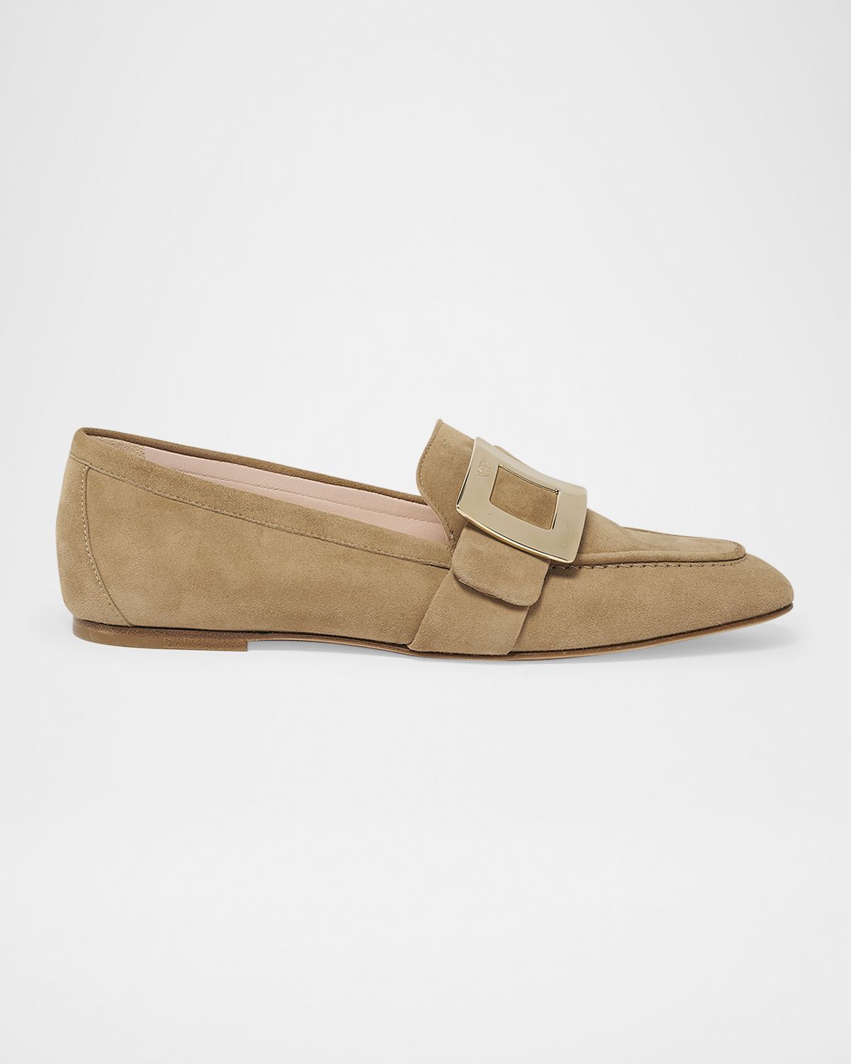 Roger Vivier Suede Metal Buckle Loafers