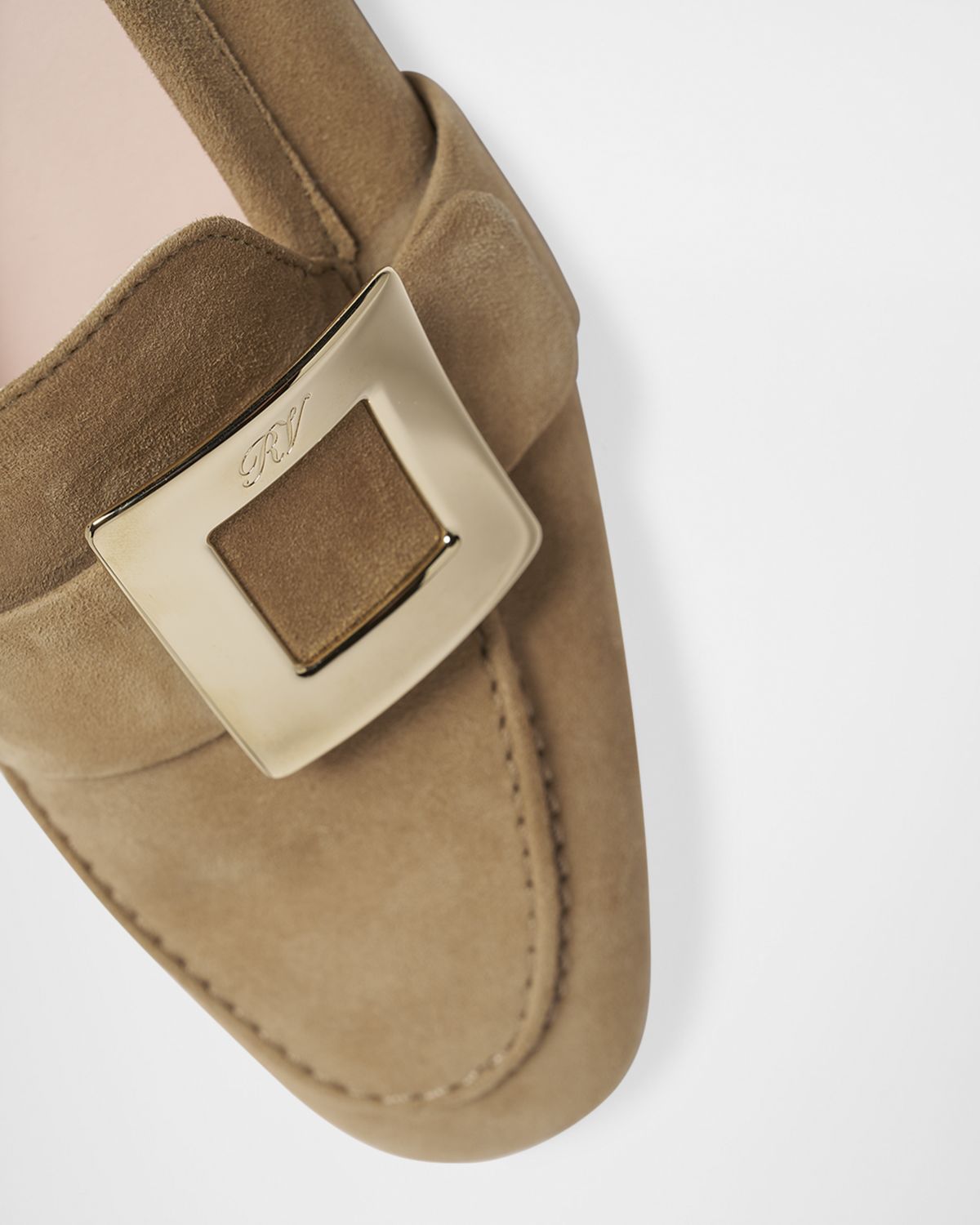 Roger Vivier Suede Metal Buckle Loafers