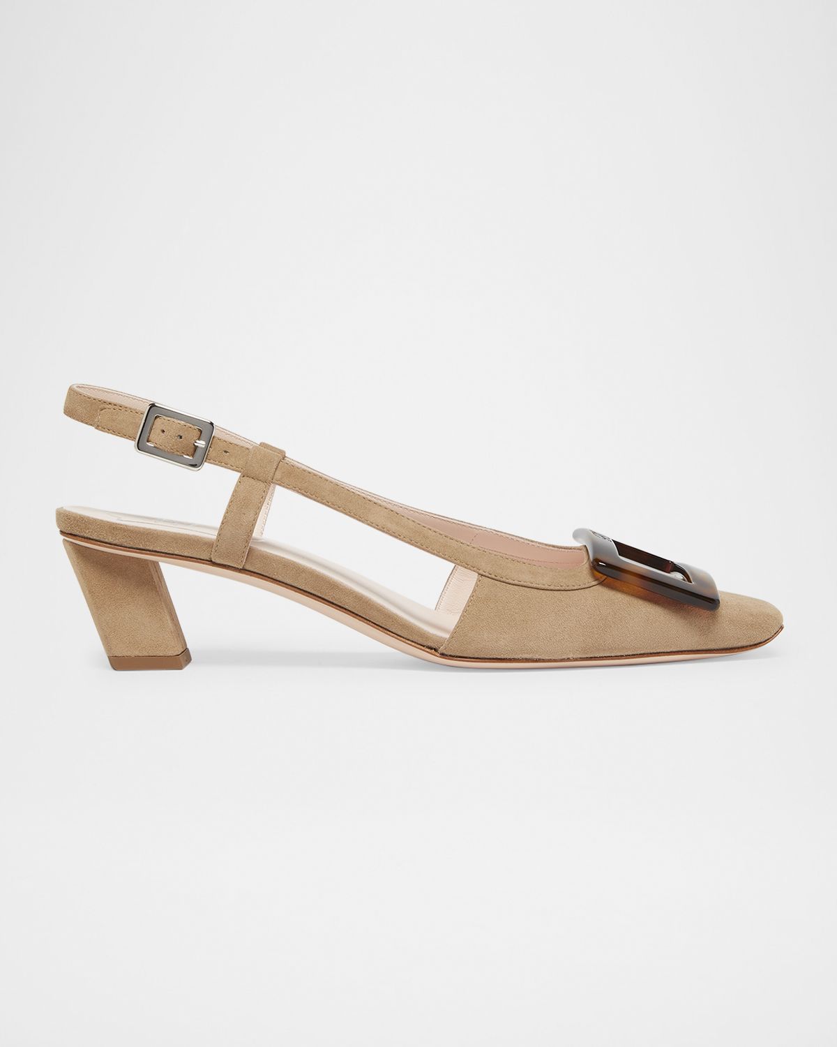 Roger Vivier Belle Vivier Suede Turtle Slingback Pumps | Thumbnail 5