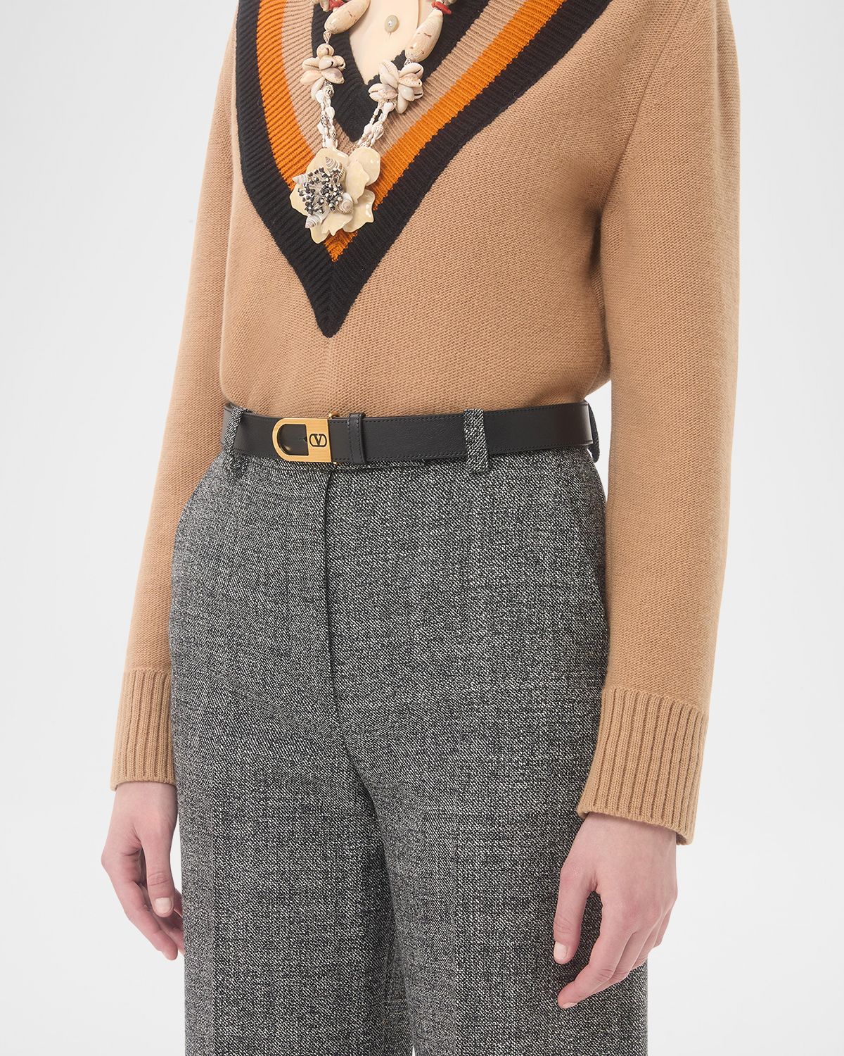 Valentino Garavani VLogo Signature Enameled Logo Leather Belt, 30mm