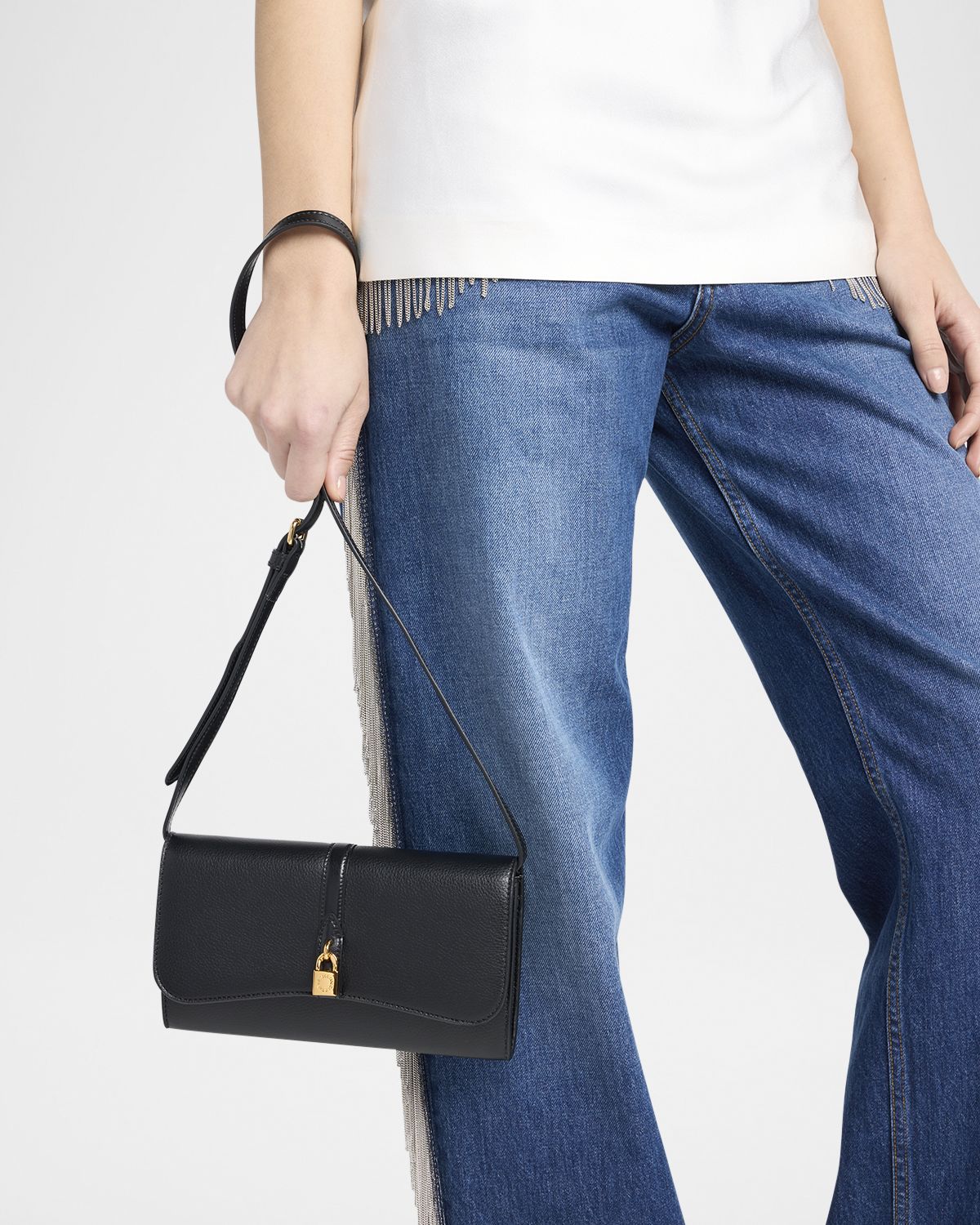 Stella McCartney Stella Ryder Embossed Grainy Eco Vegan Leather Wallet with Strap