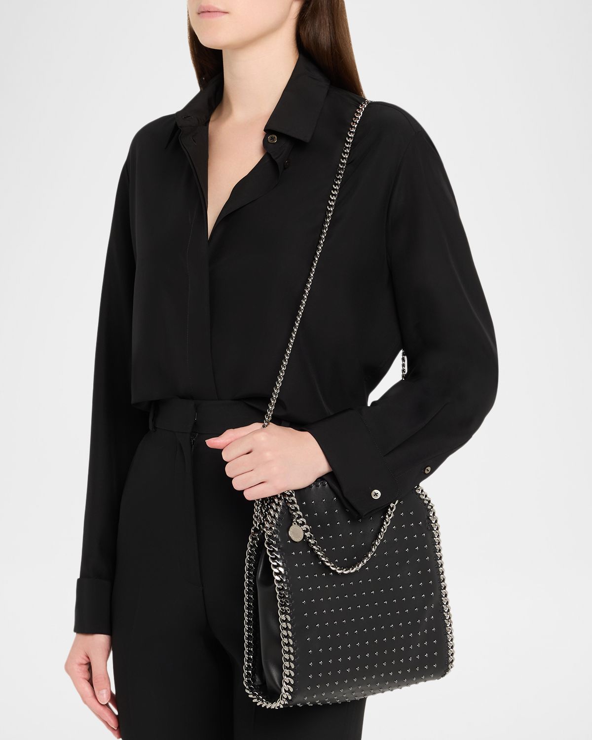 Stella McCartney Falabella Studded Chain-Trim Vegan Leather Tote Bag