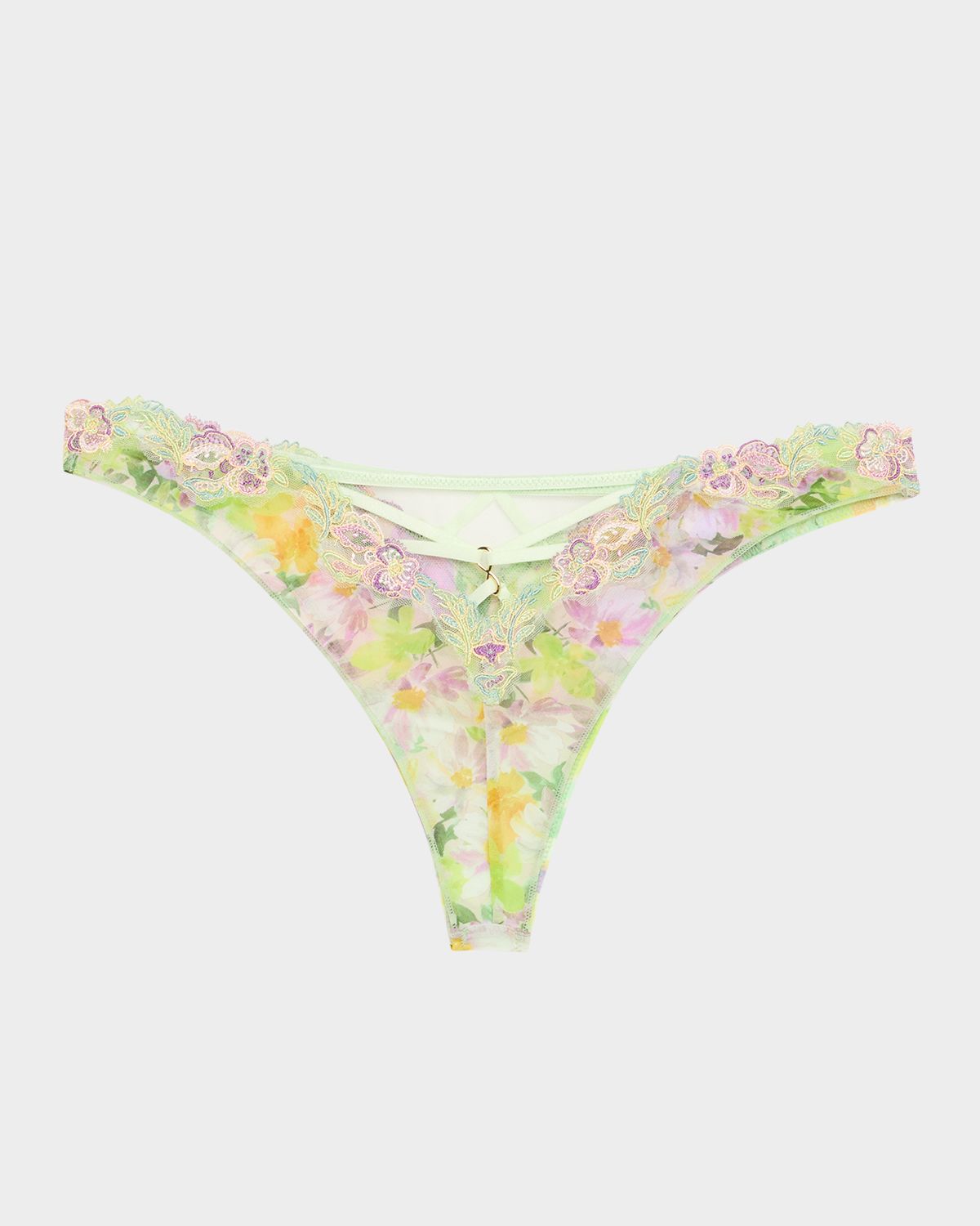 Lise Charmel L 'Amour Au Soleil Floral-Embroidered Tulle G-STring