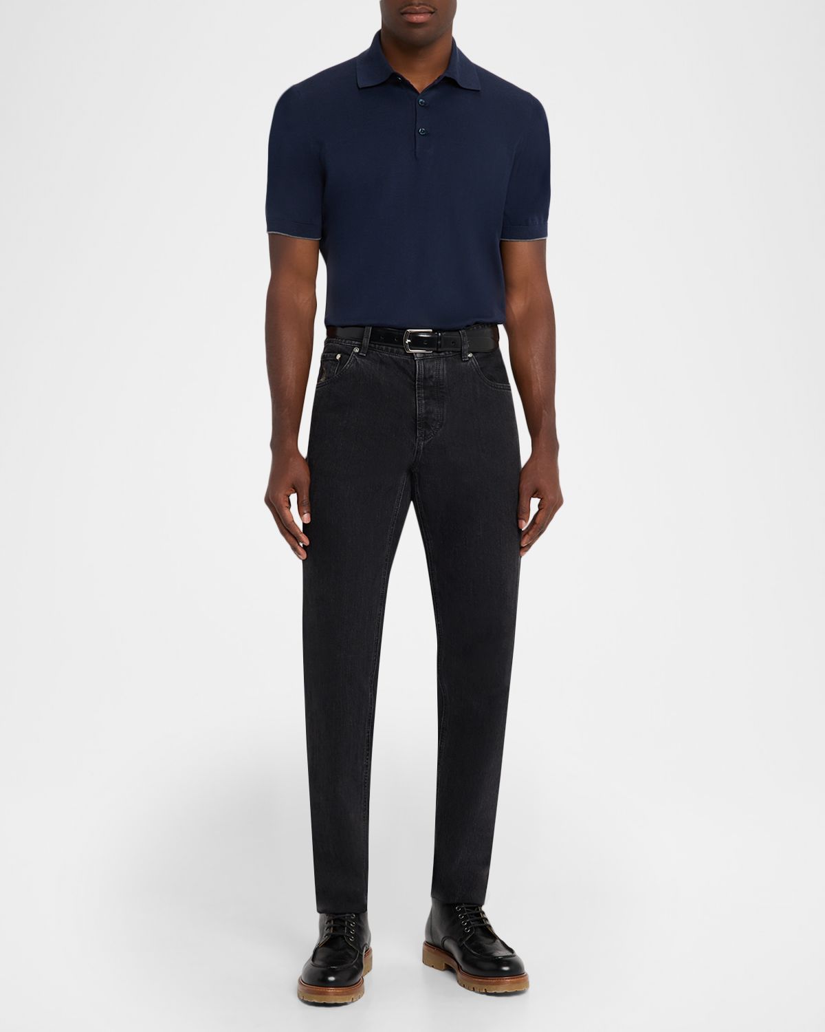 Brunello Cucinelli Men 's Cotton Knit Polo Shirt