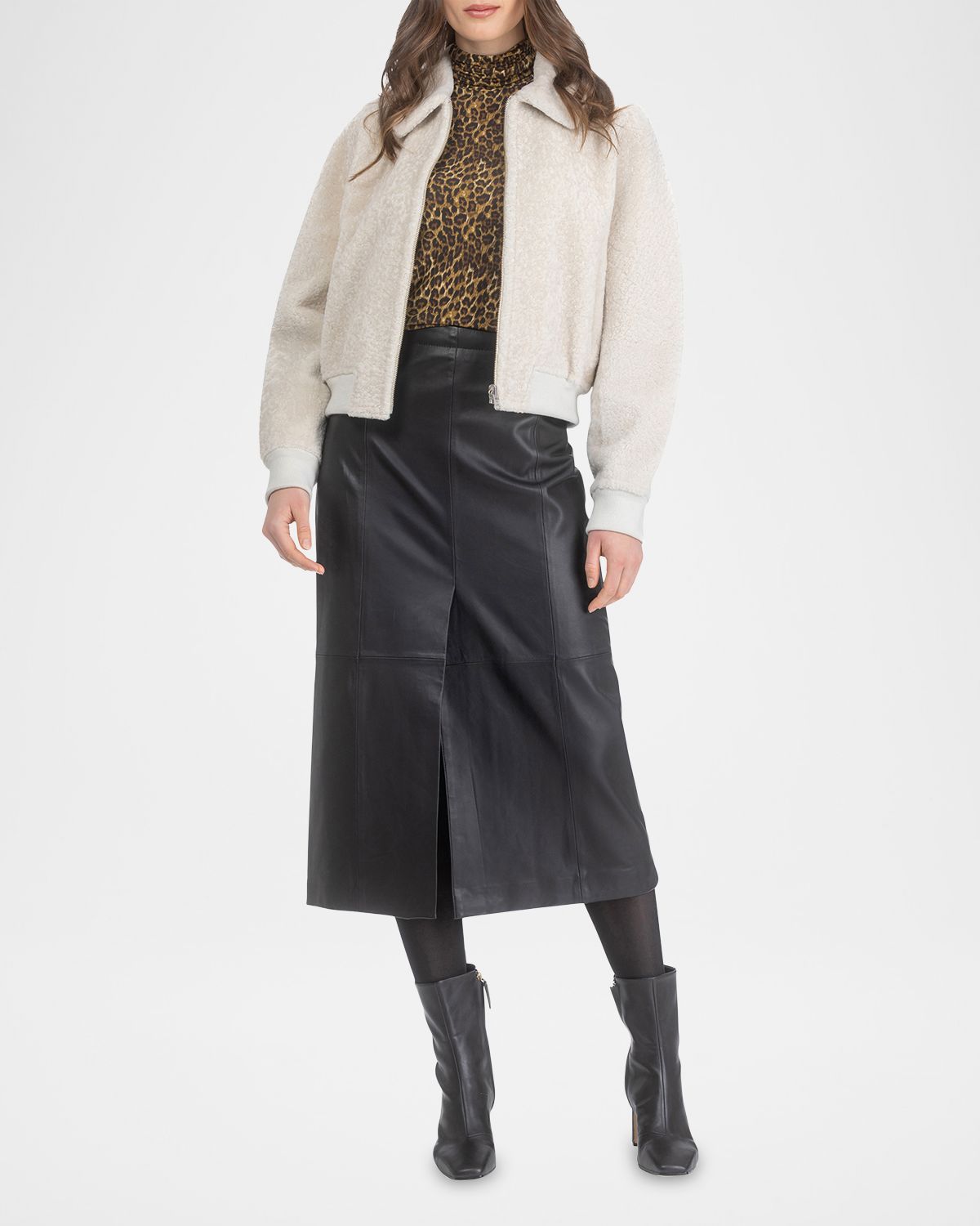 Gorski Reversible Textured Lamb Shearling Zip Jacket