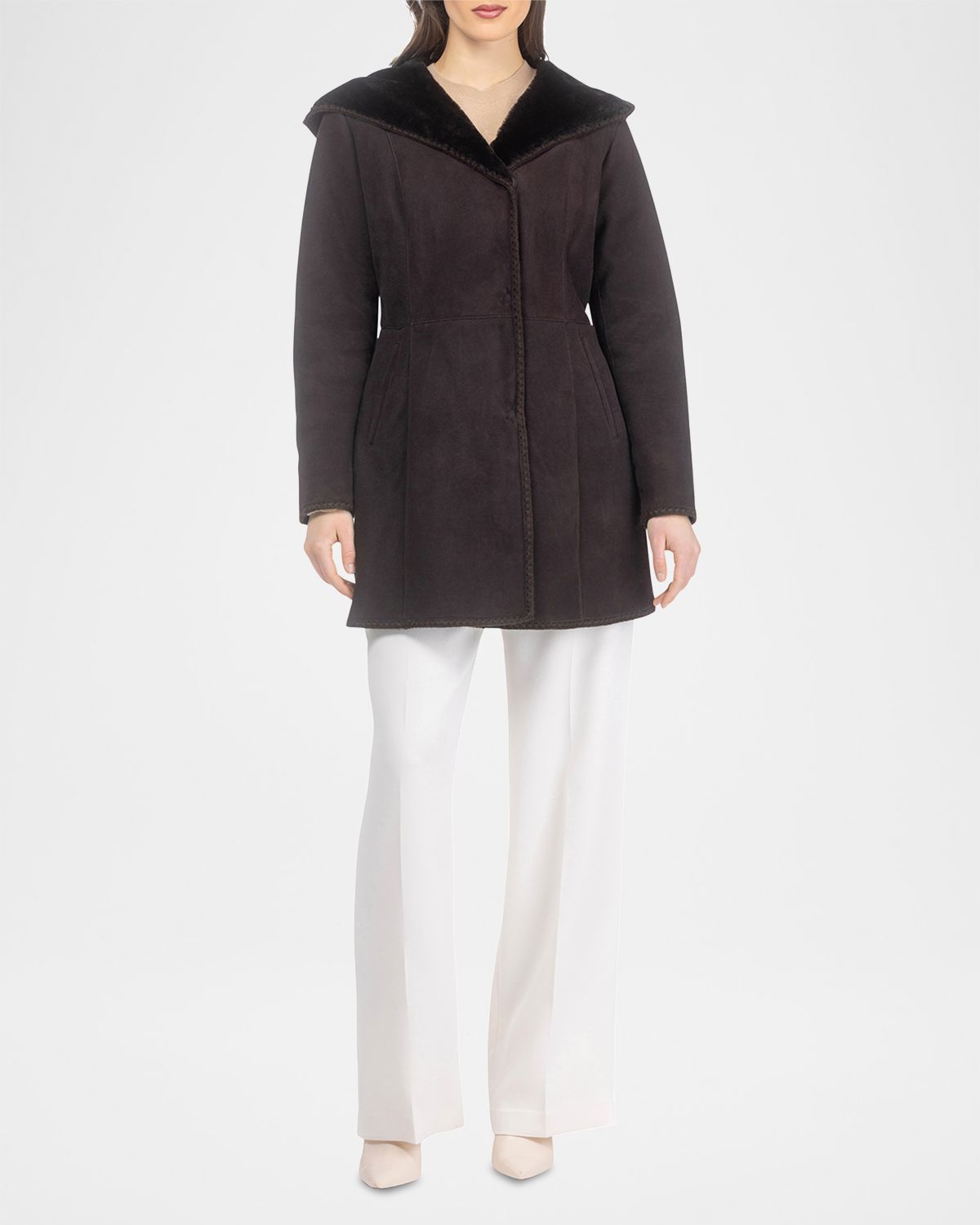 Gorski Merino Shearling Lamb Parka With Emboidered Trim