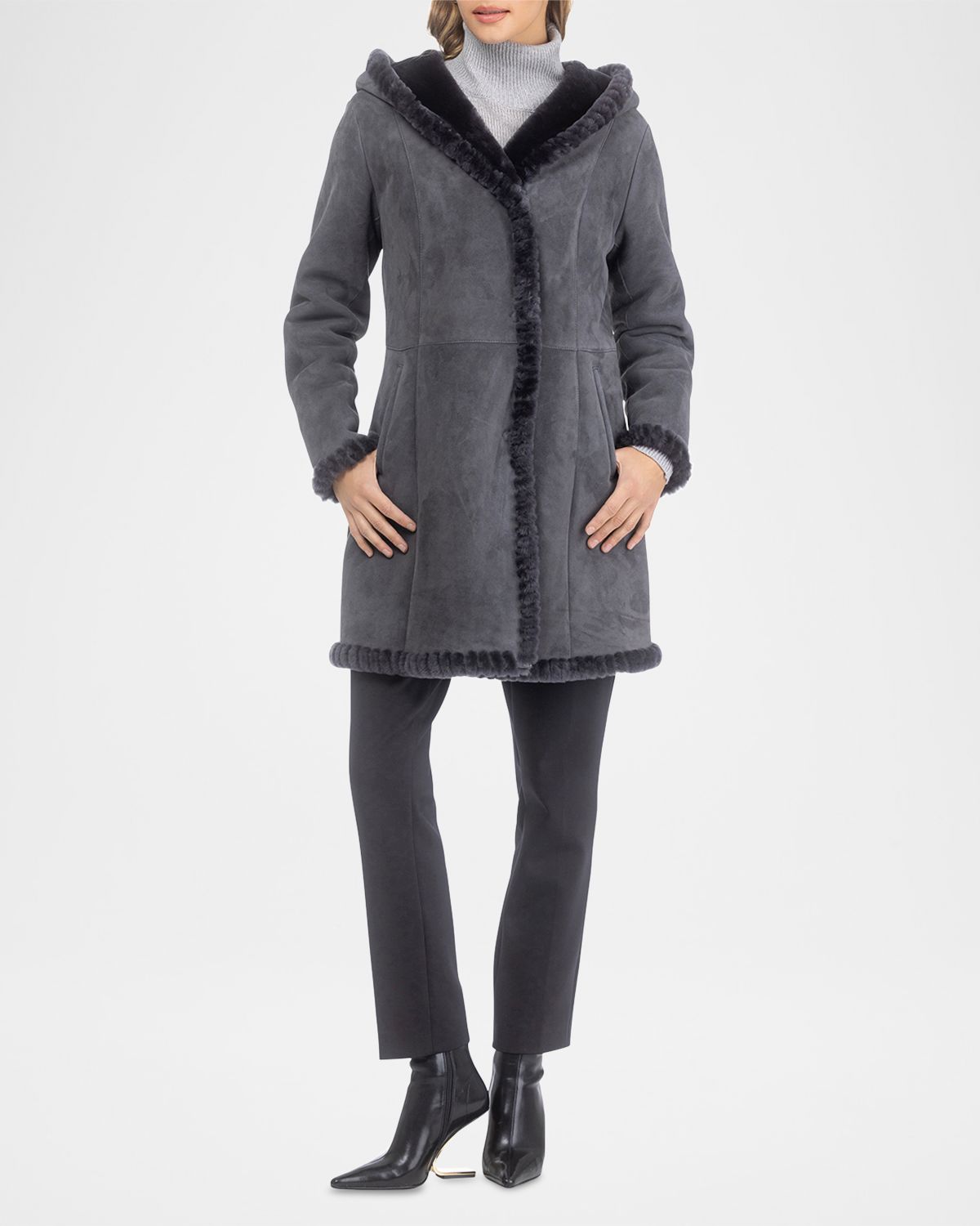 Gorski Merino Shearling Lamb Parka With Whipstitch Trim