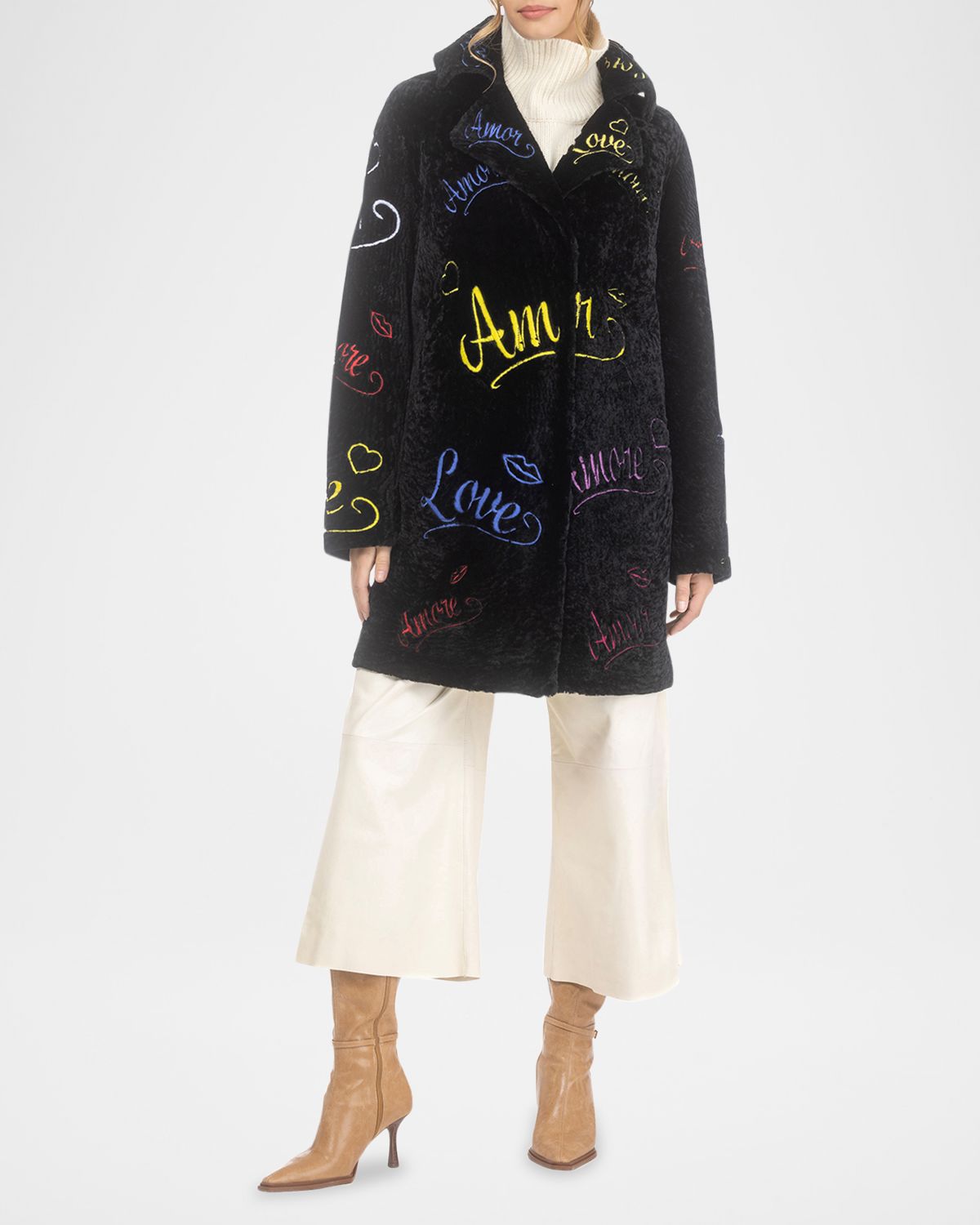 Gorski Love Embroidered Shearling Lamb Stroller