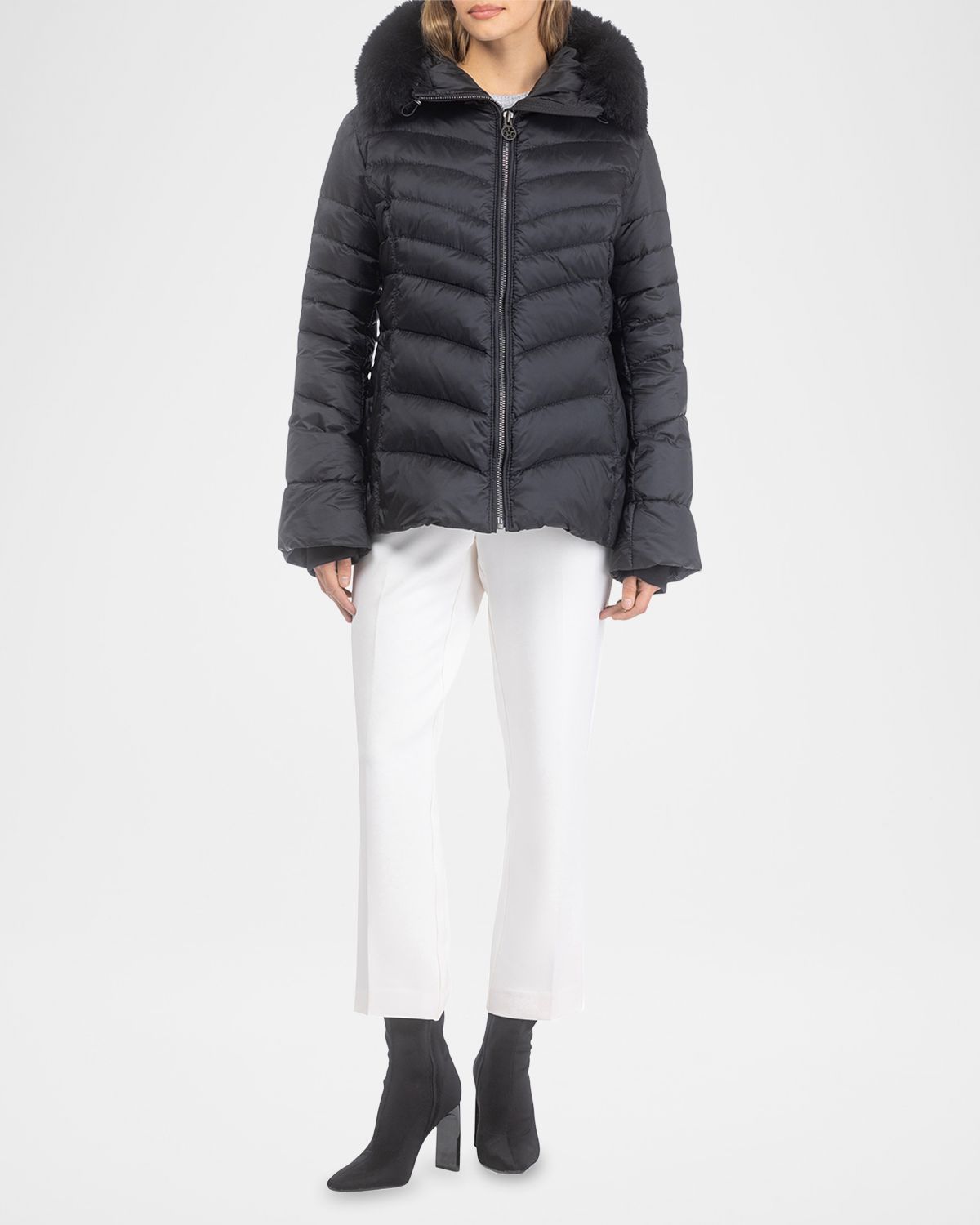 Gorski Down Apres-Ski Jacket with Detachable Toscana Lamb Hood Trim