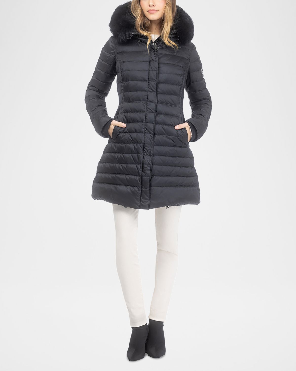 Gorski Down Apres-Ski Jacket with Detachable Toscana Lamb Hood Trim