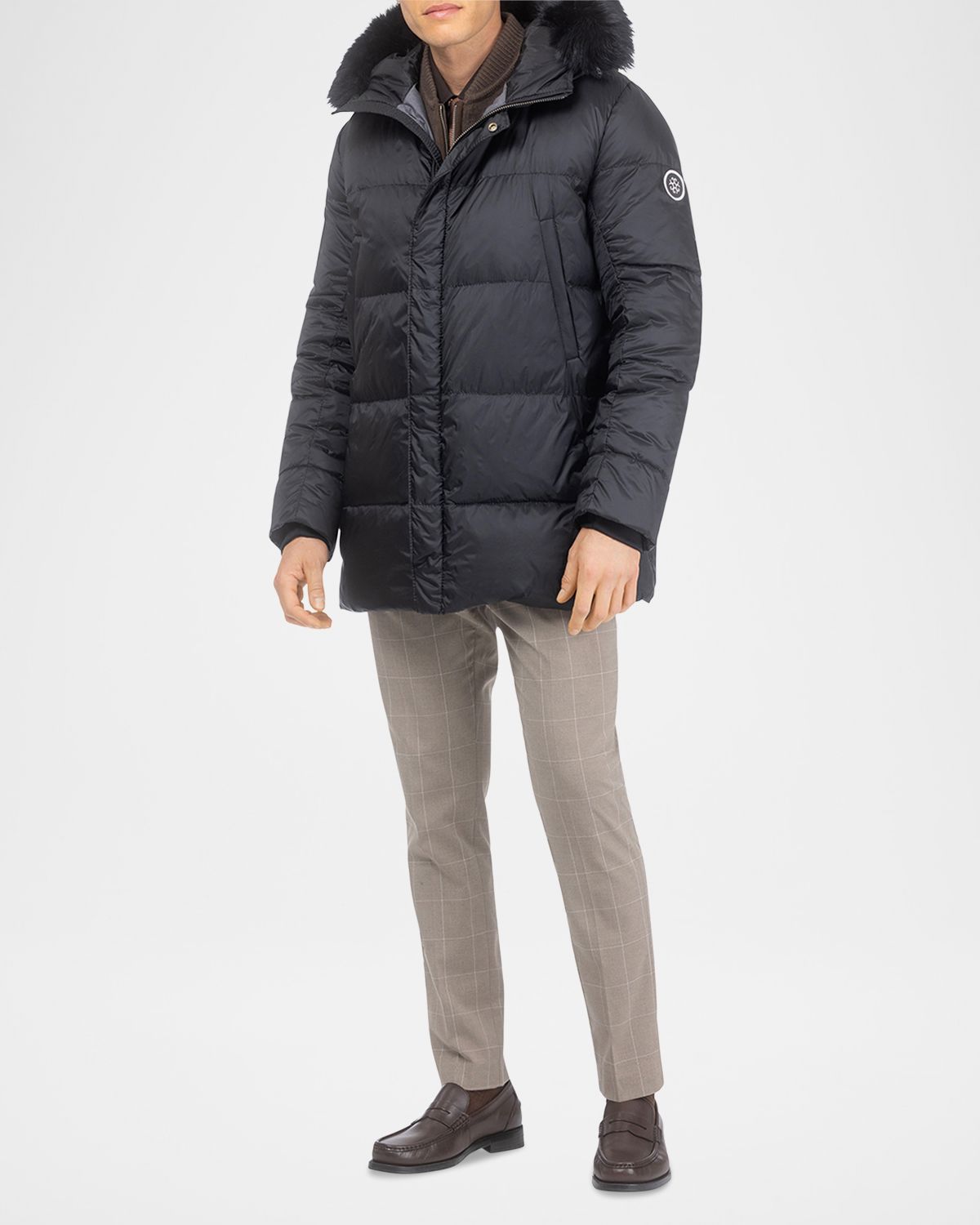 Gorski Men 's Apres-Ski Jacket With Detachable Toscana Lamb Shearling Hood Trim