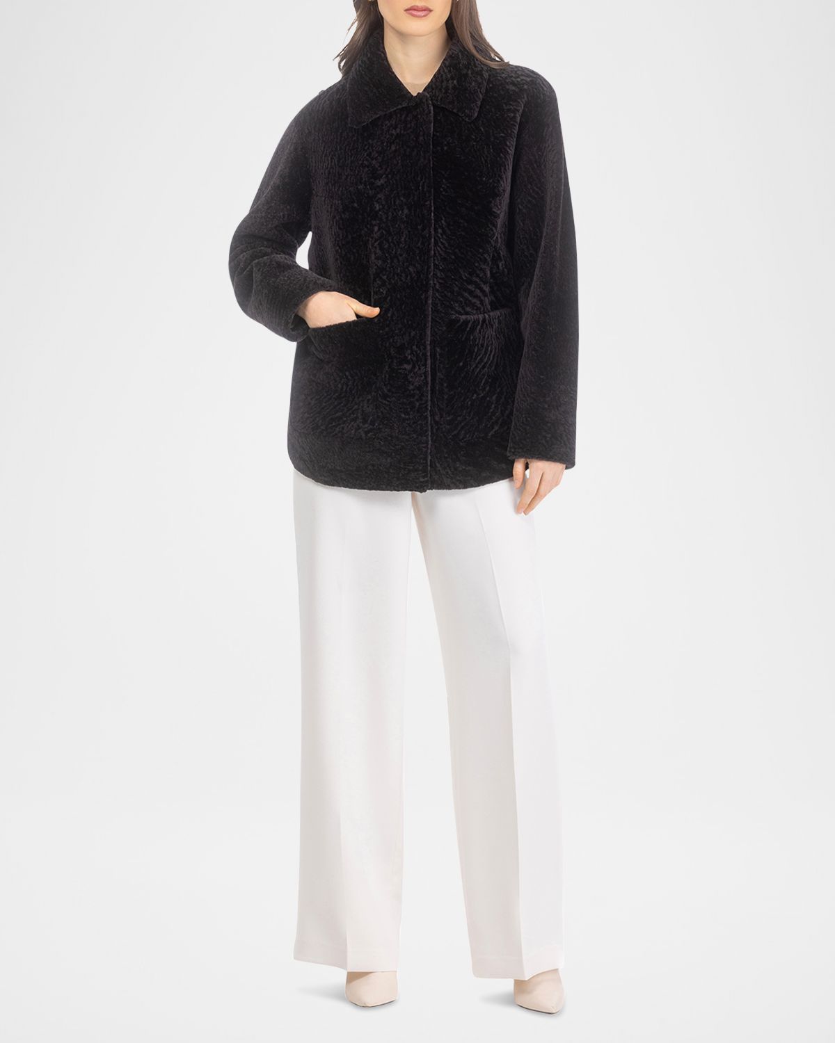 Gorski Reversible Textured Shearling Lamb Jacket