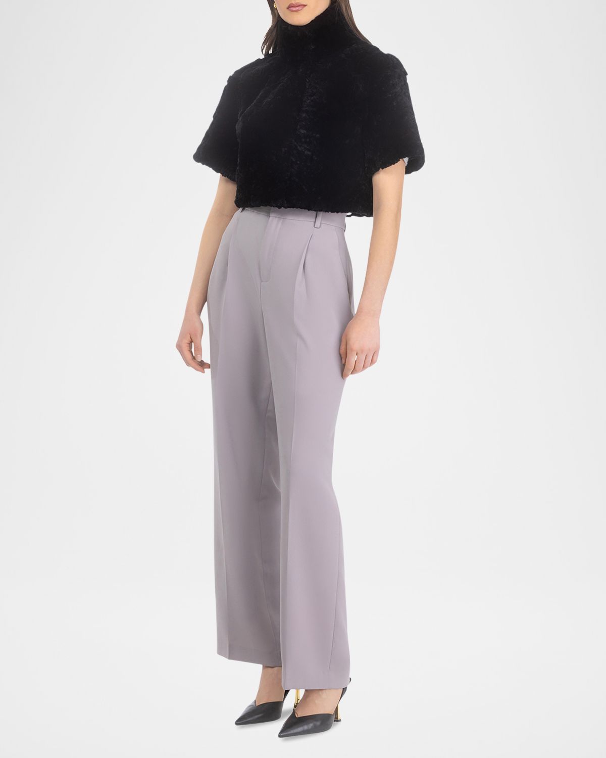 Gorski Rose Printed Select Lamb Shearling Bolero Jacket