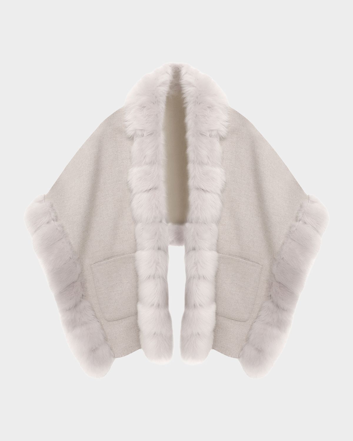 Gorski Reversible Loro Piana Cashmere-Wool Shawl with Merinillo Lamb Shearling Trim | Thumbnail 5 Gorski Reversible Loro Piana Cashmere-Wool Shawl with Merinillo Lamb Shearling Trim | Thumbnail 5