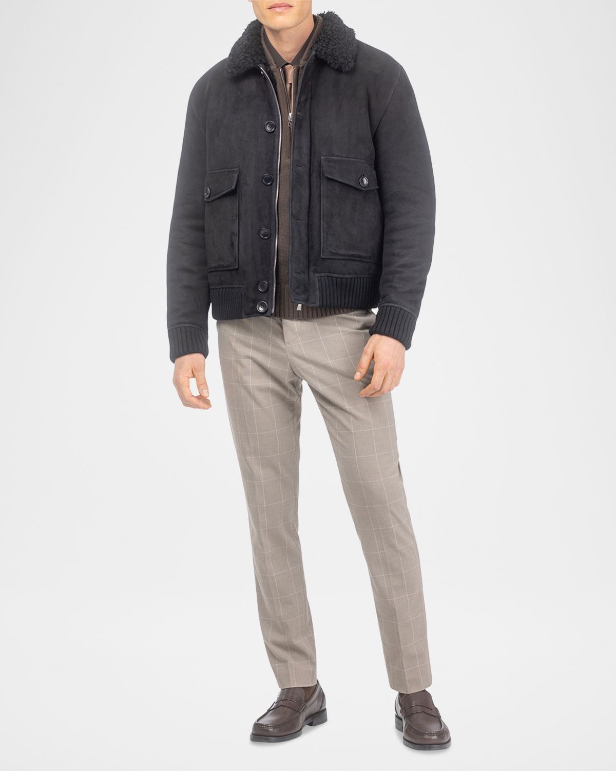 Gorski Men 's Shearling Lamb Bomber Jacket