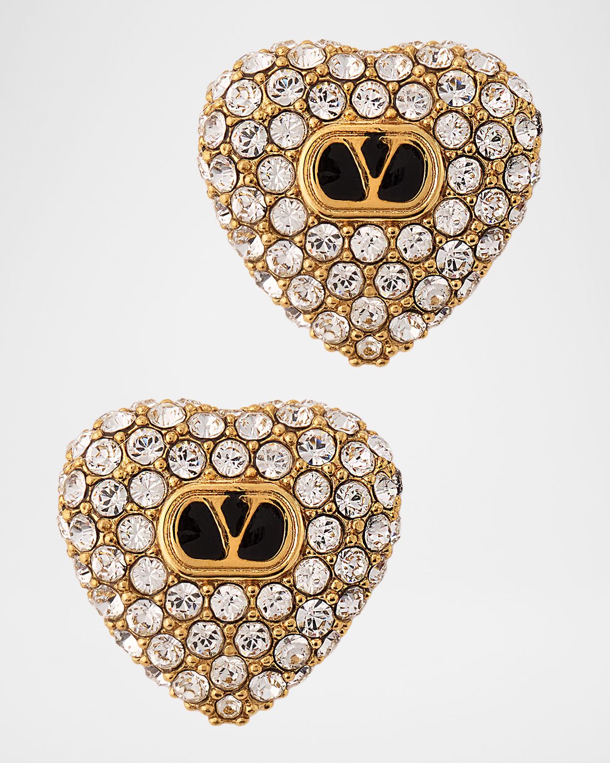 Valentino Garavani Coeur Royal Earrings in Metal, Enamel and Swarovski Crystals