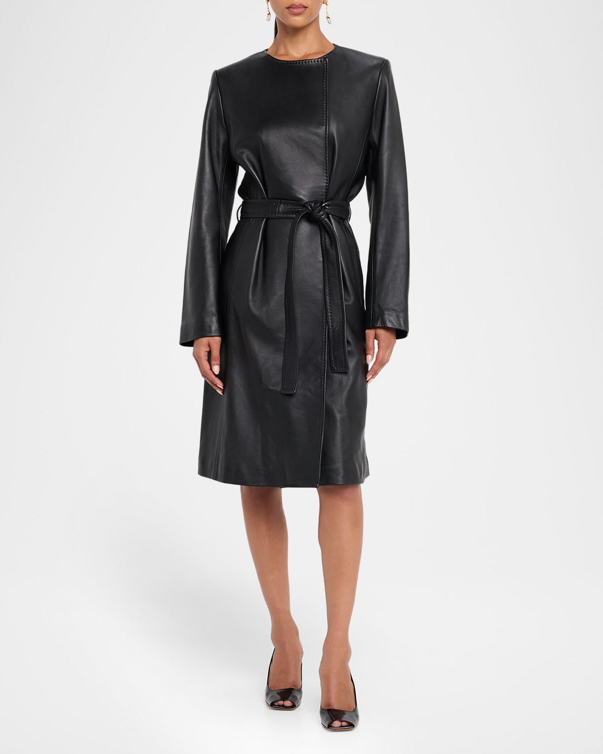 Fleurette Evelyn Leather Wrap Coat