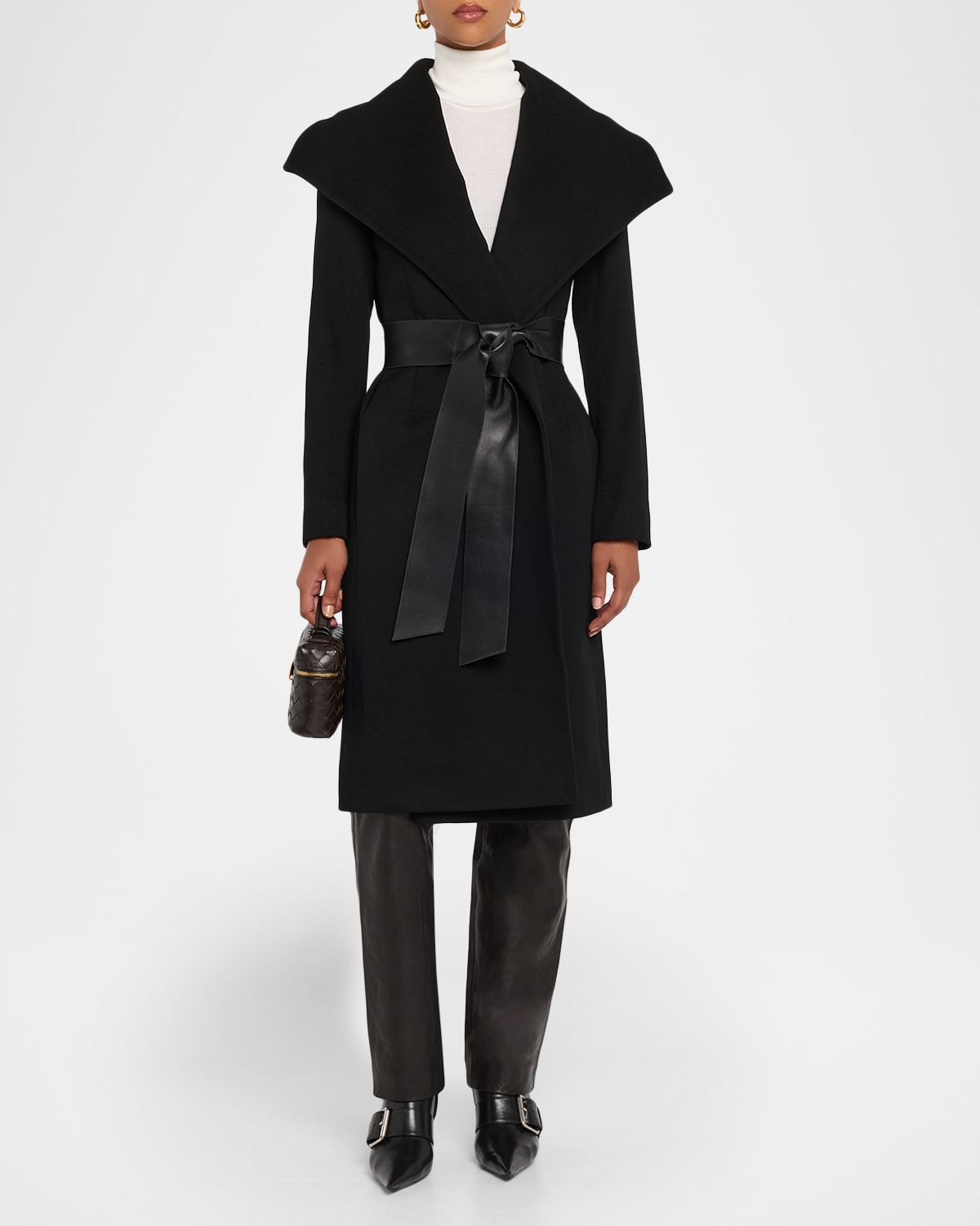 Fleurette Gemma Wool Wrap Coat with Leather Belt