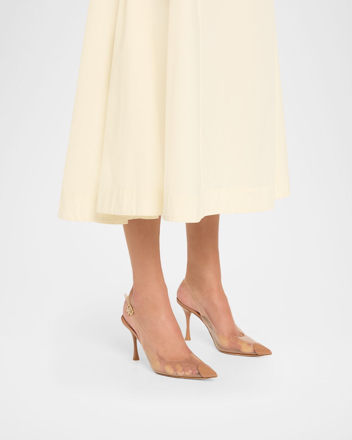 Gianvito Rossi Plexi Patent Leather Cap-Toe Slingback Pumps