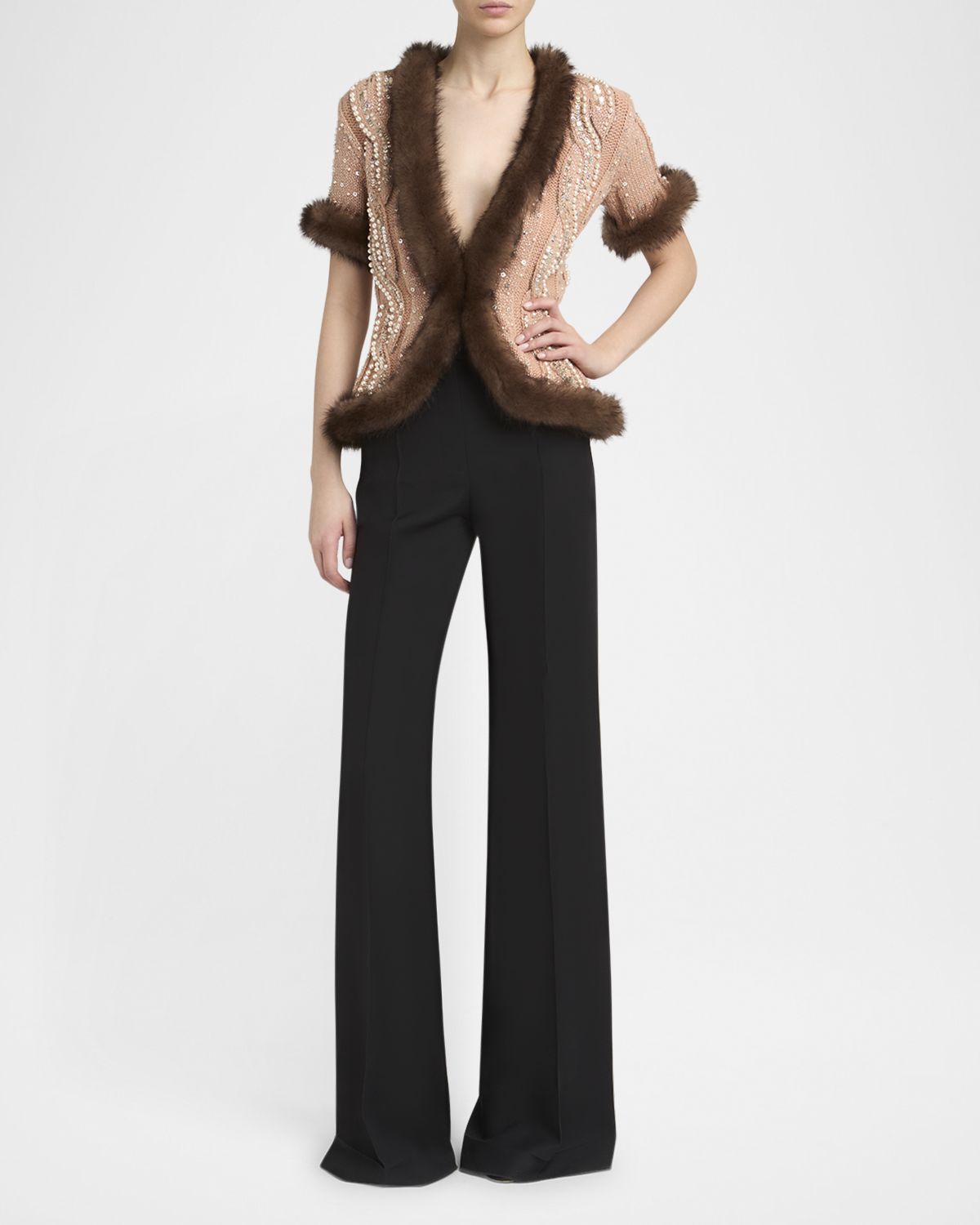 Valentino Garavani High-Rise Crepe Wide-Leg Pants